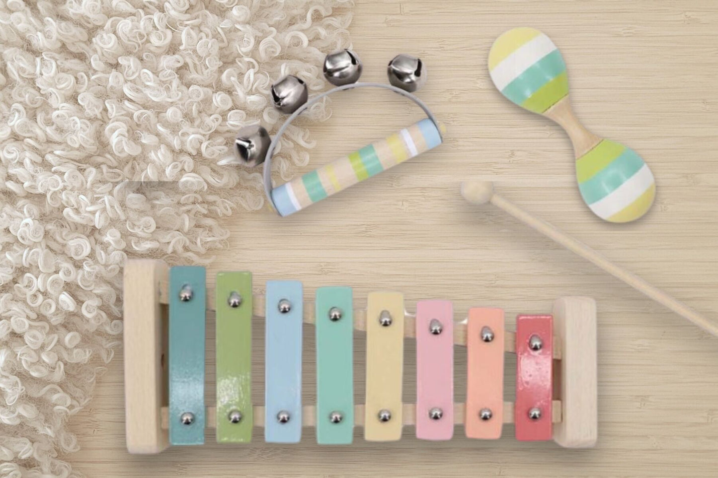 WOODEN MUSIC SET 3 PC XYLOPHONE SET BLUE