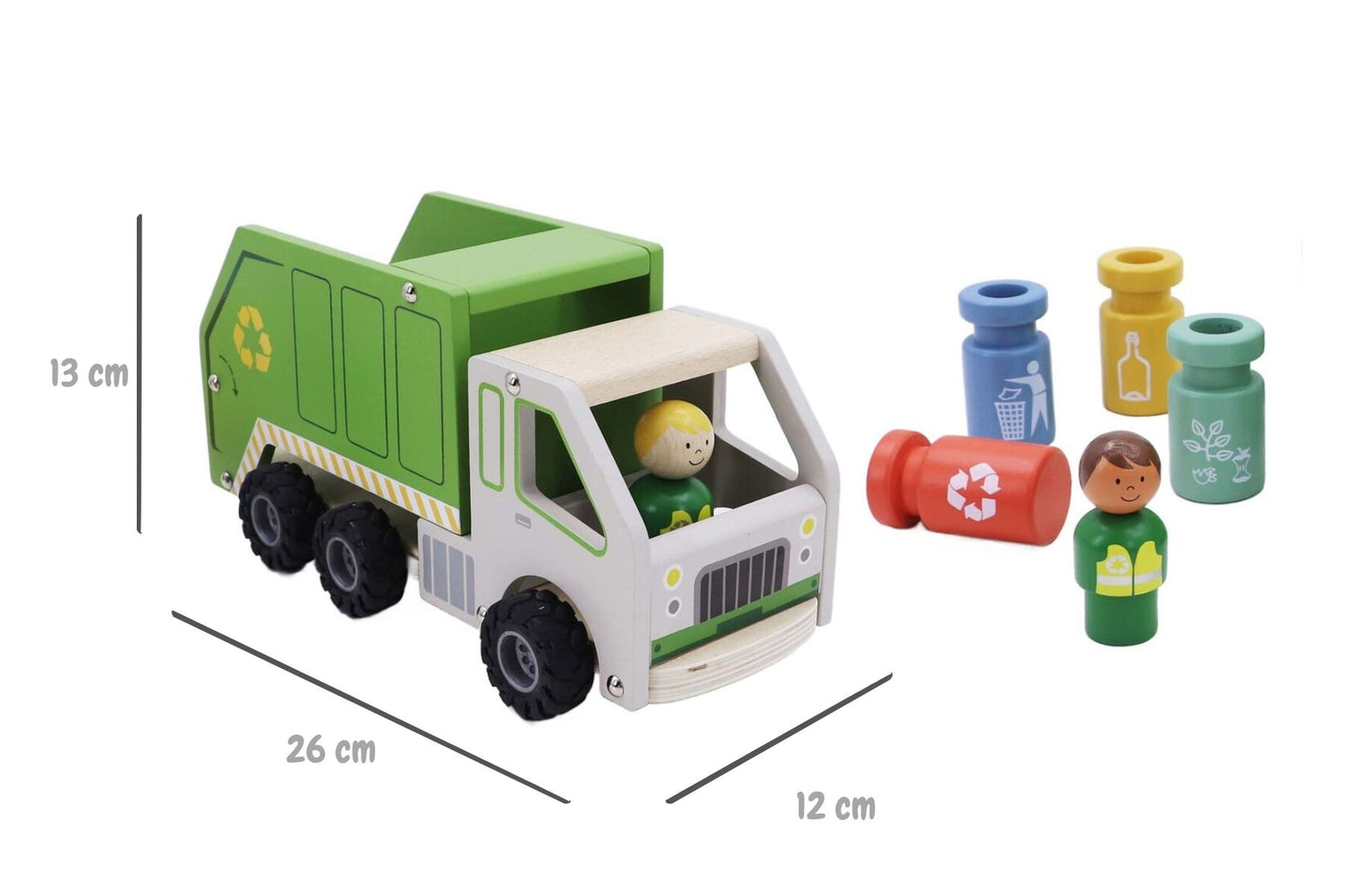 WOODEN RECYCLING GARBAGE TRUCK PLAYSET