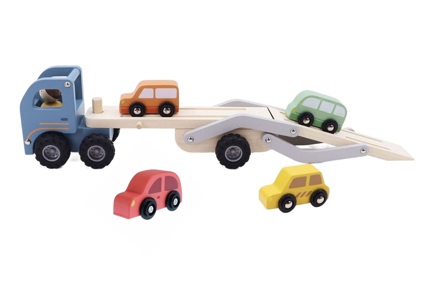 WOODEN CAR CARRIER WITH 4 CARS