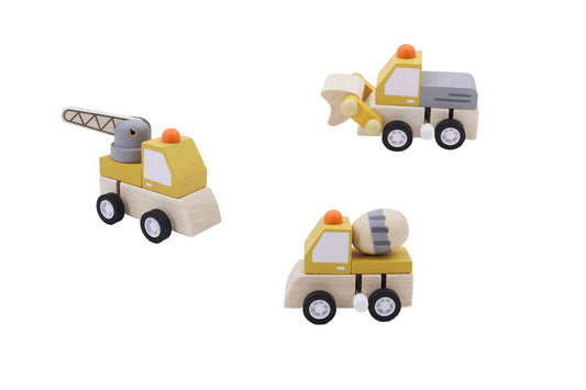 WOODEN WIND UP CONSTRUCTION VEHICLE PRICE FOR 3PC