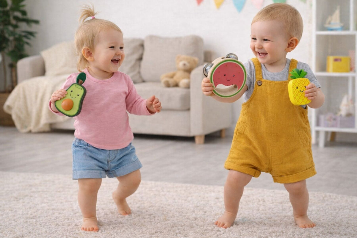 WOODEN FRUIT 3PCS MUSICAL SET WATERMELON PINEAPPLE & AVOCADO