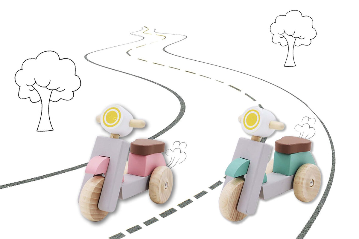 WOODEN SCOOTER SET OF 4