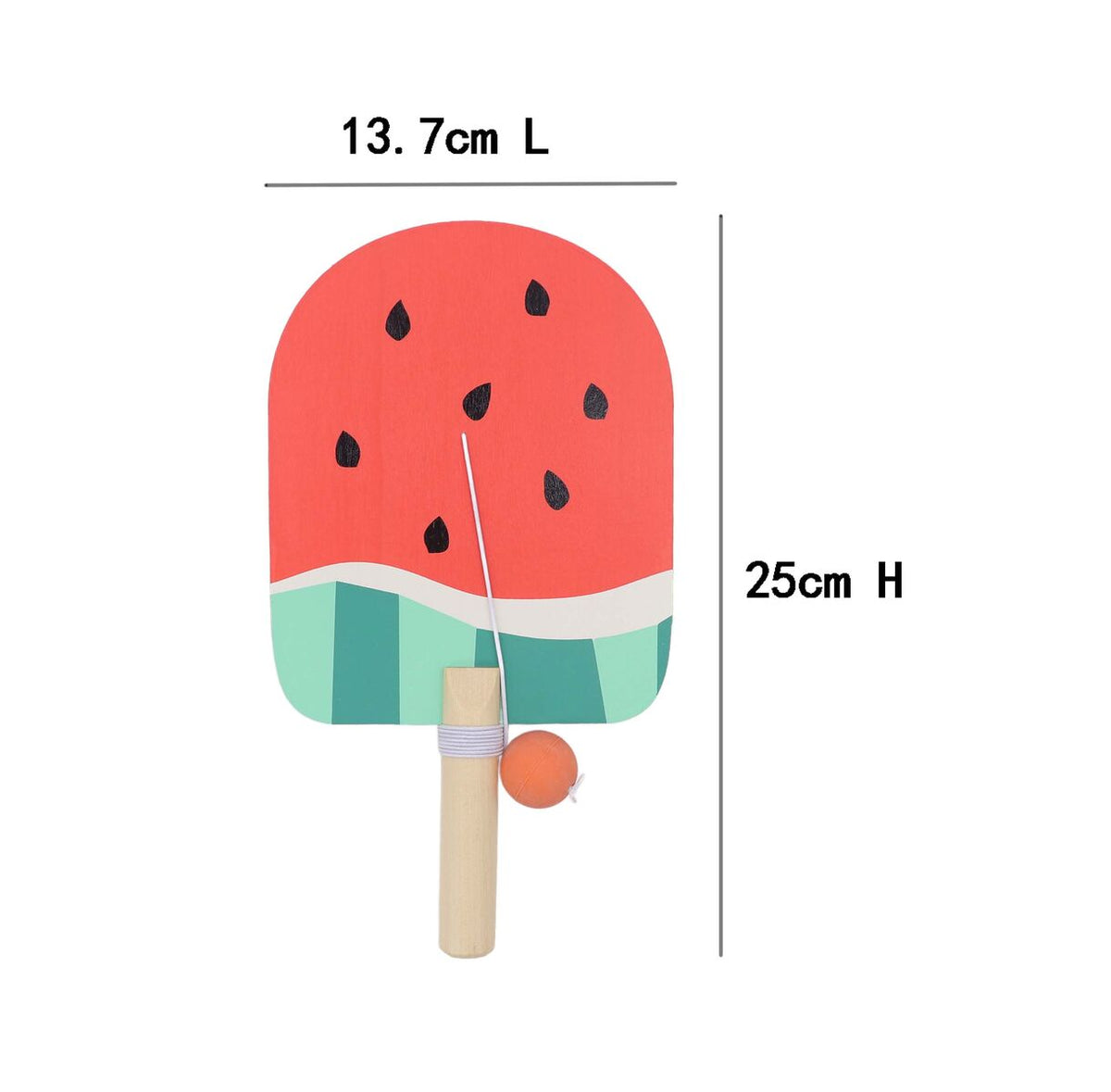 WOODEN TROPICAL FRUIT PADDLE BALL GAME SET OF 3