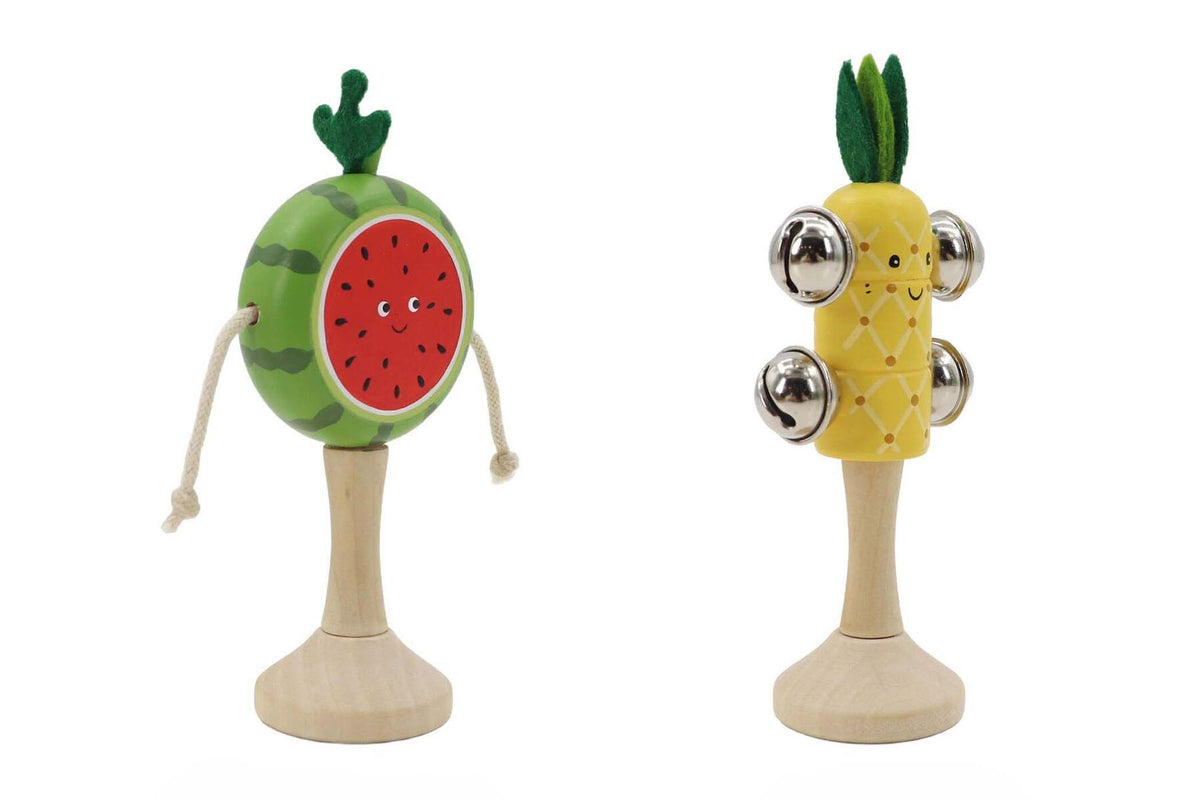 WOODEN FRUIT MUSICAL SET WATERMELON & PINEAPPLE