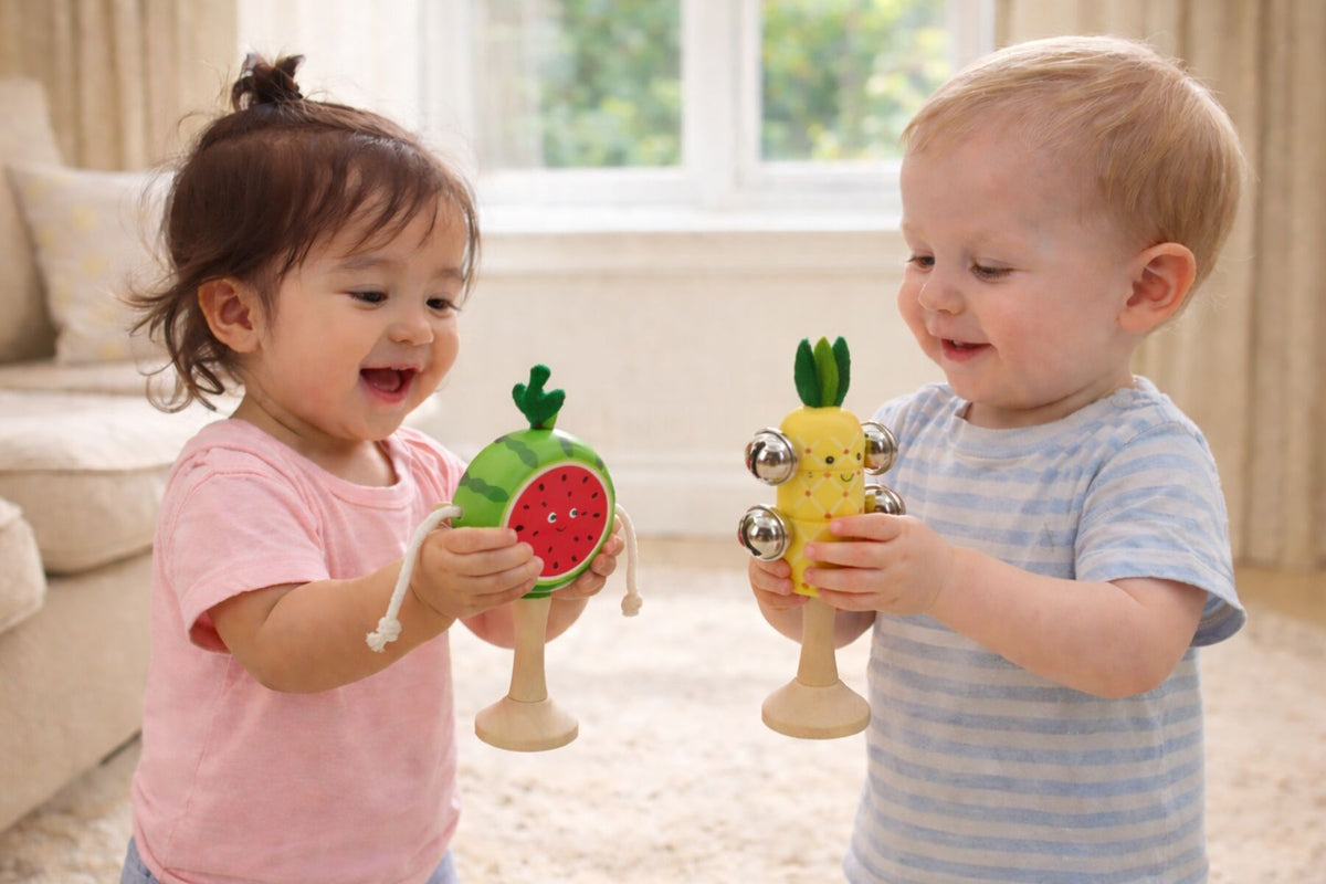 WOODEN FRUIT MUSICAL SET WATERMELON & PINEAPPLE