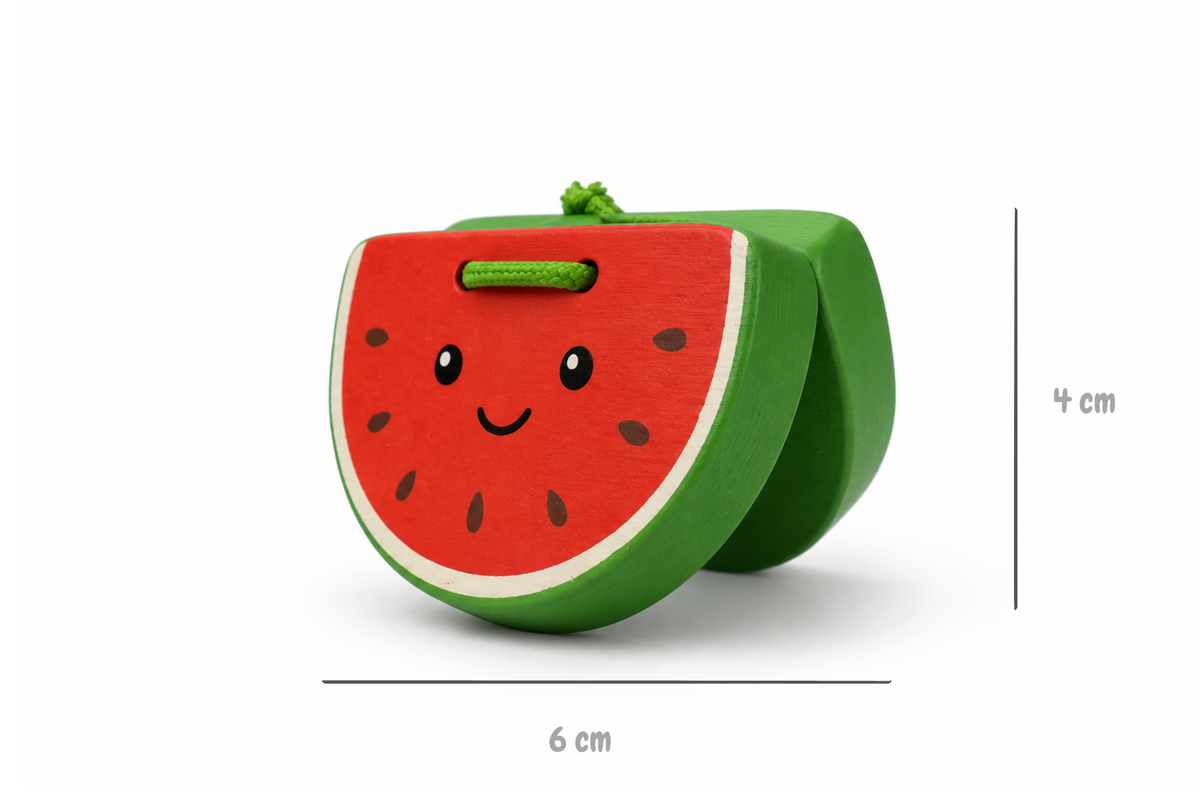 WOODEN FRUIT CASTANETS - PACK OF 6