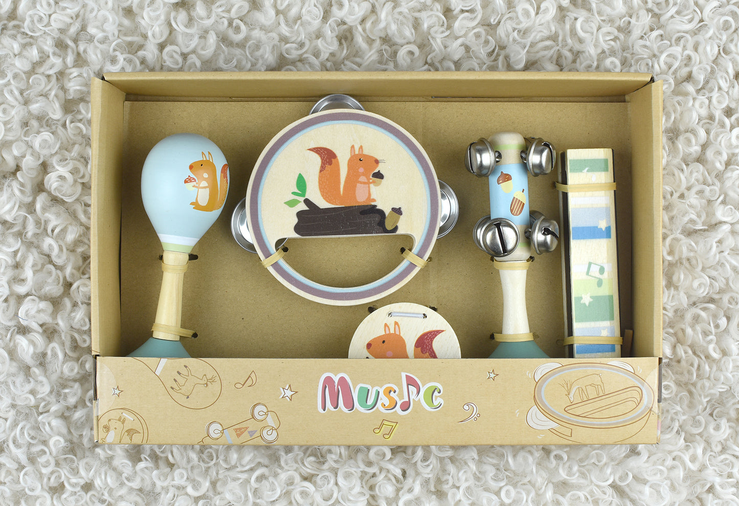 CALM & BREEZY SQUIRREL WOODEN 5PCS MUSICAL SET