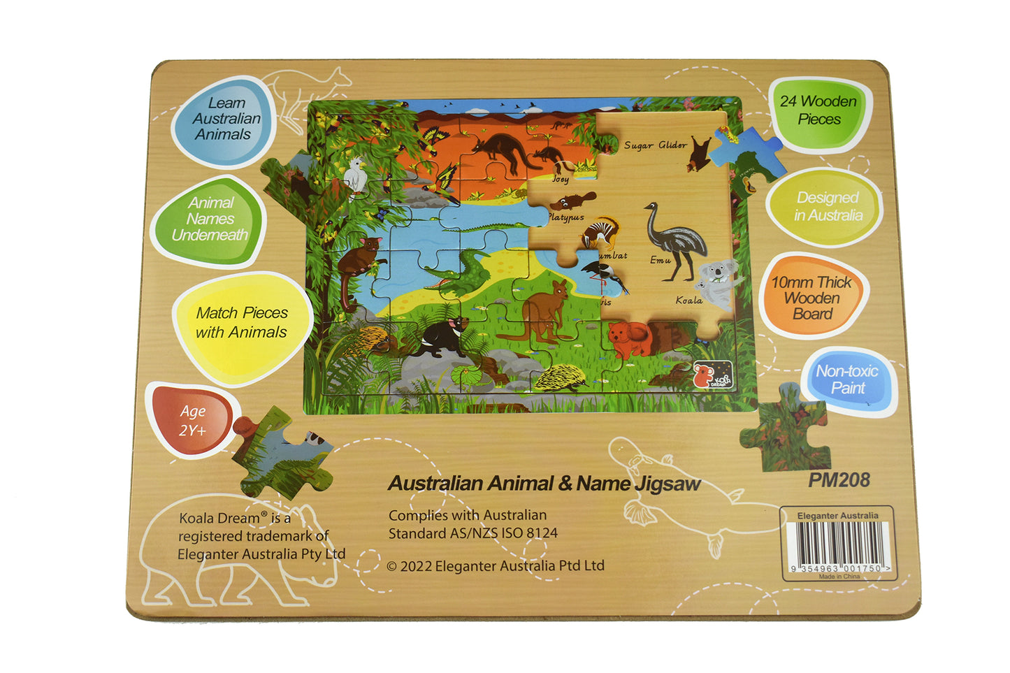 AUSTRALIAN ANIMAL AND NAMES JIGSAW PUZZLE 24PCS