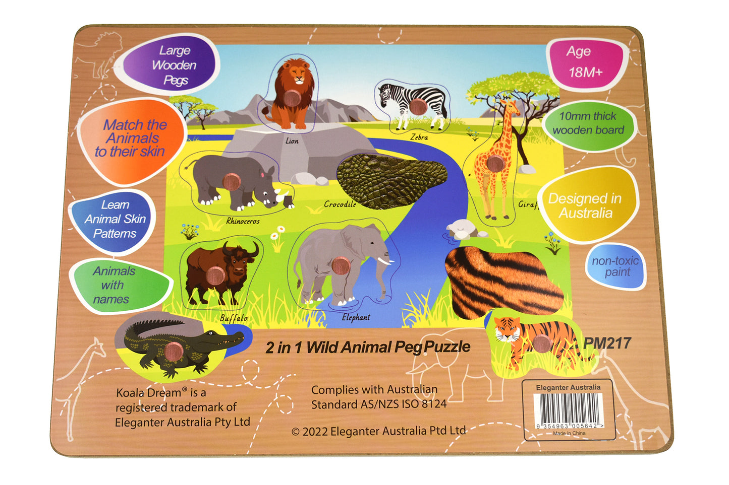 2 IN 1 WILD ANIMAL PEG PUZZLE