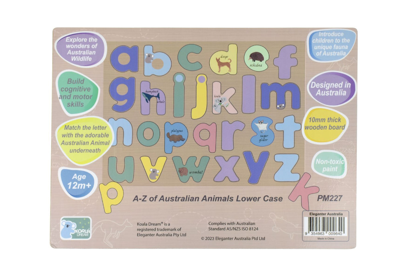 AUSTRALIAN ANIMALS A-Z LOWERCASE ALPHABET PUZZLE