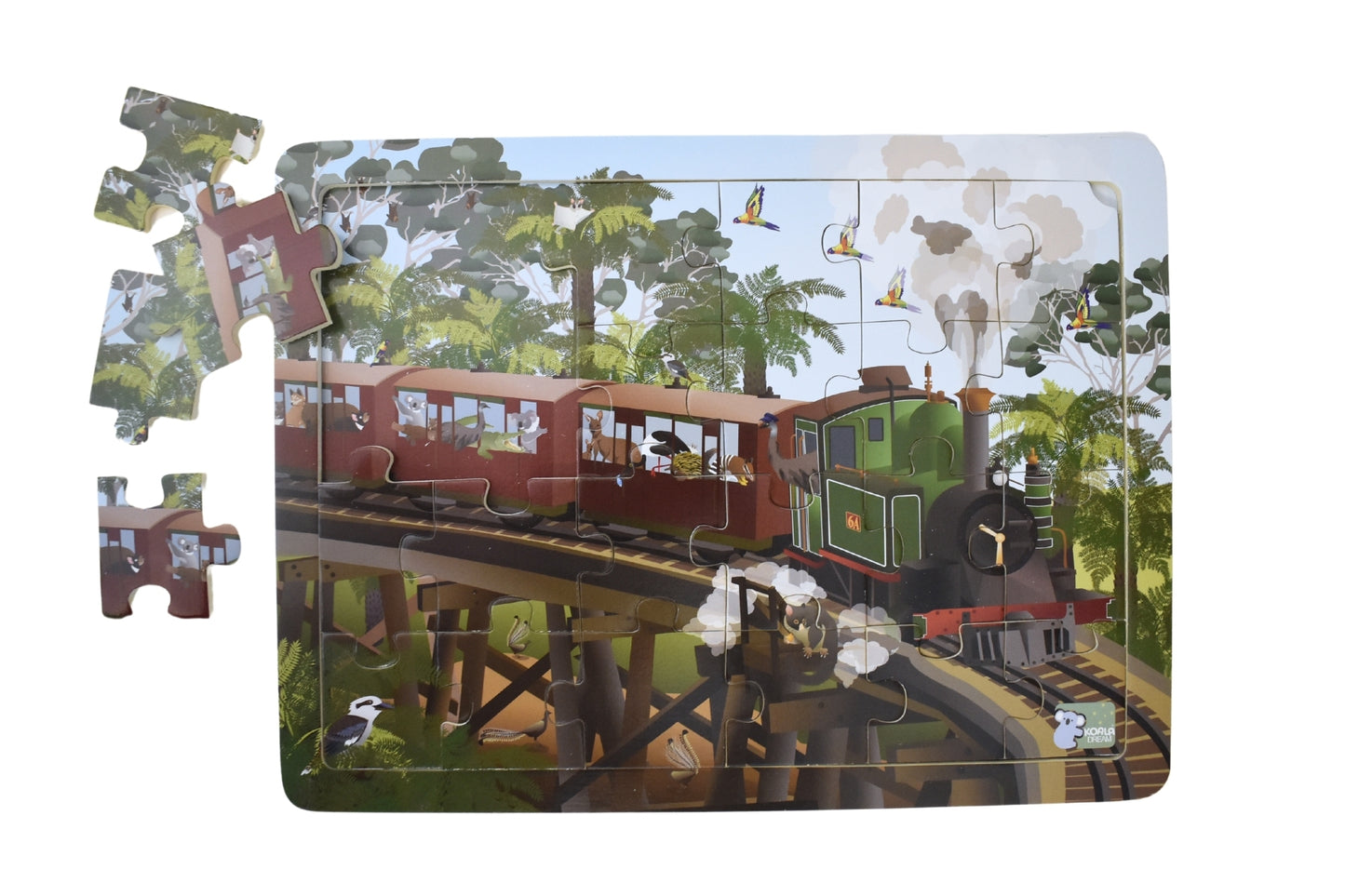 ALL ABOARD AUSTRALIAN ANIMALS 24-PIECE TRAIN JIGSAW PUZZLE