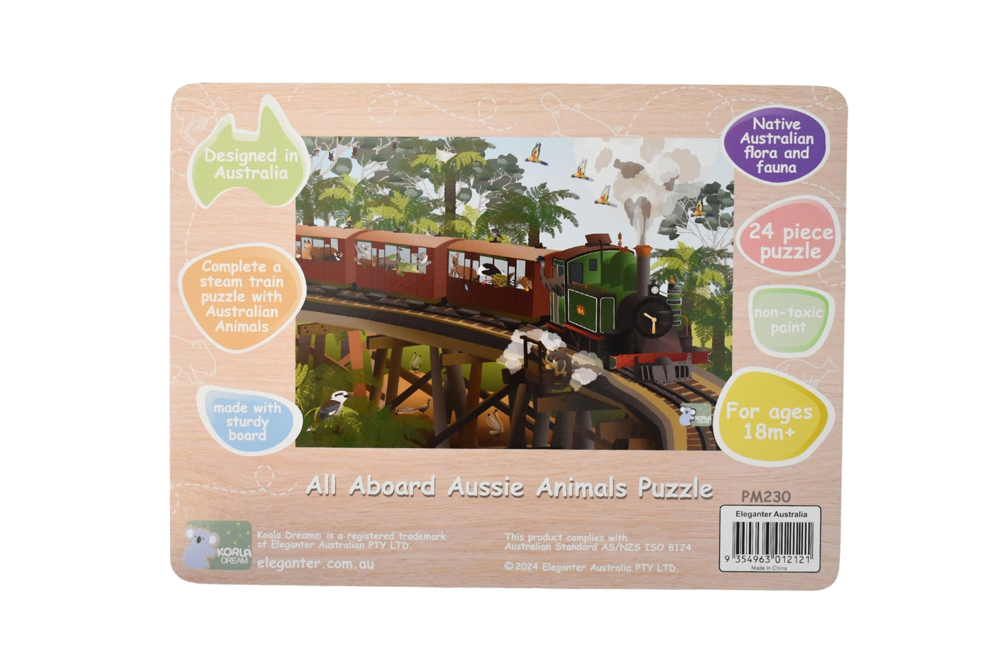 ALL ABOARD AUSTRALIAN ANIMALS 24-PIECE TRAIN JIGSAW PUZZLE