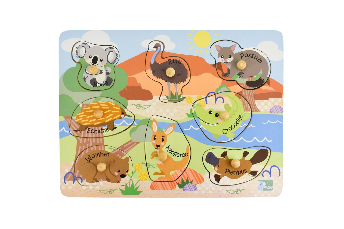 2 IN 1 AUSSIE ANIMALS AND THEIR BABIES PEG PUZZLE
