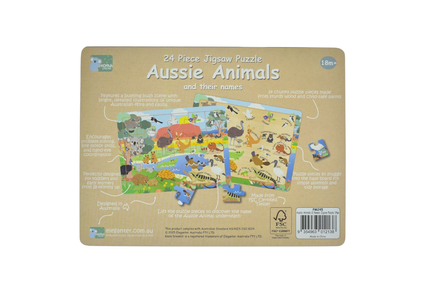 24PC JIGSAW PUZZLE AUSSIE ANIMALS AND THEIR NAMES