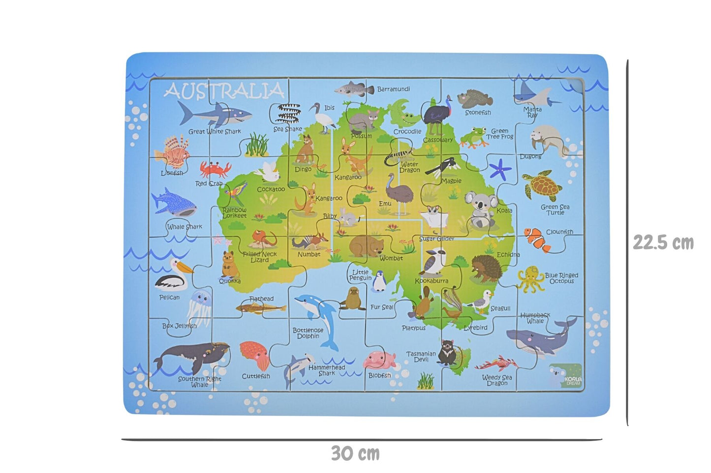 24PC JIGSAW PUZZLE AUSTRALIAN MAP AUSSIE ANIMAL AND LANDMARK