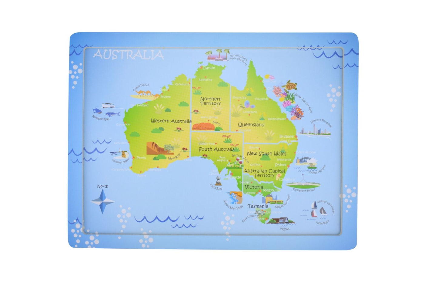 24PC JIGSAW PUZZLE AUSTRALIAN MAP AUSSIE ANIMAL AND LANDMARK