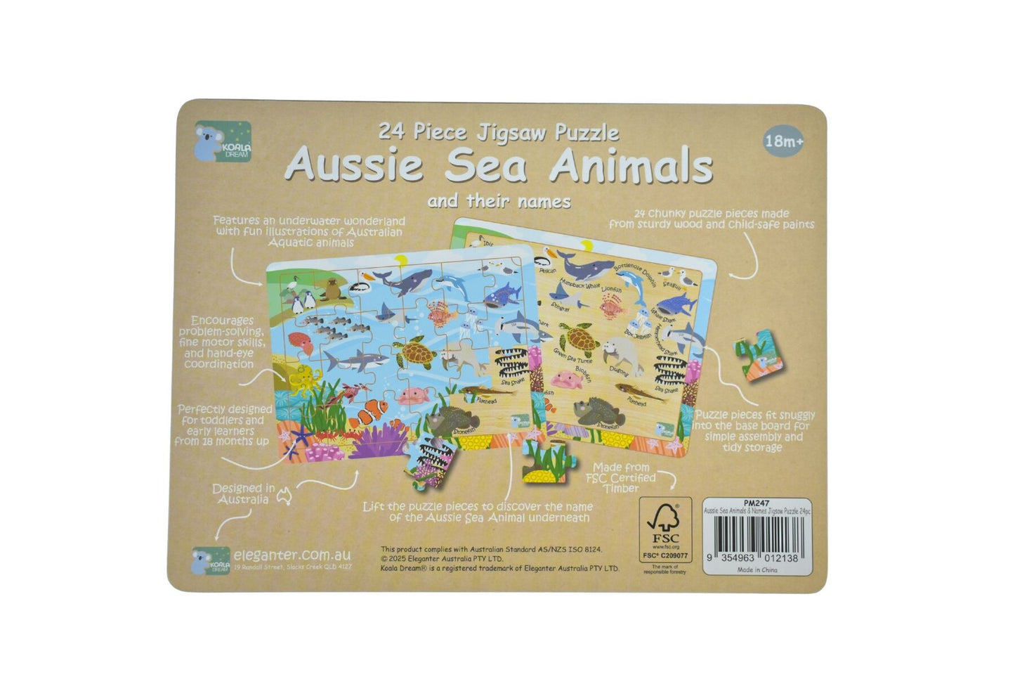 24PC JIGSAW PUZZLE AUSSIE SEA ANIMALS AND THEIR NAMES
