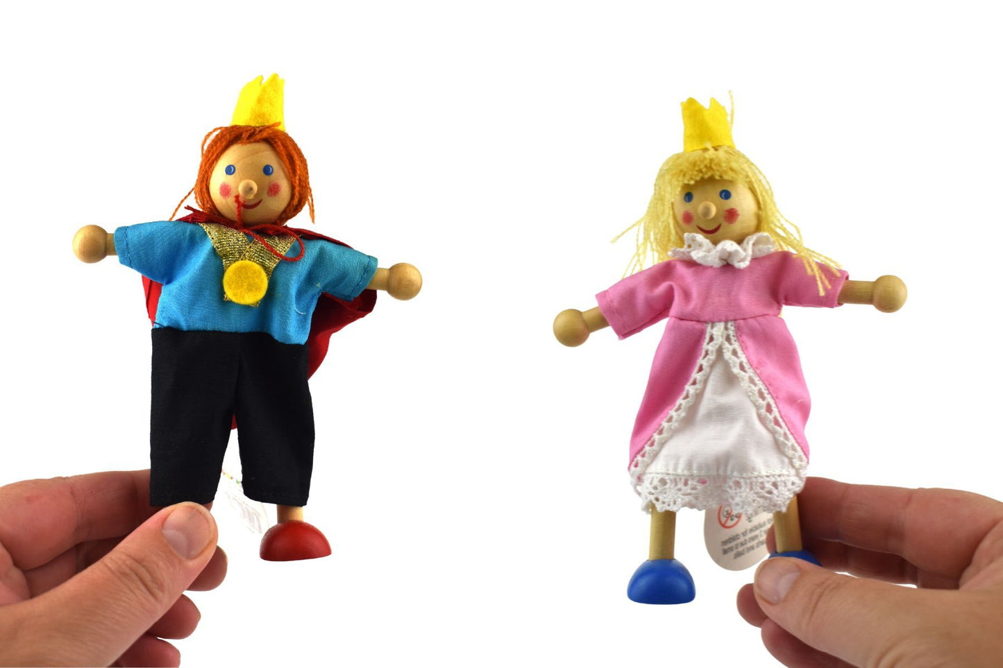 PRICE FOR 6 ASSORTED WOODEN FLEXI DOLL- FAIRYTALE STORY FIGURINES