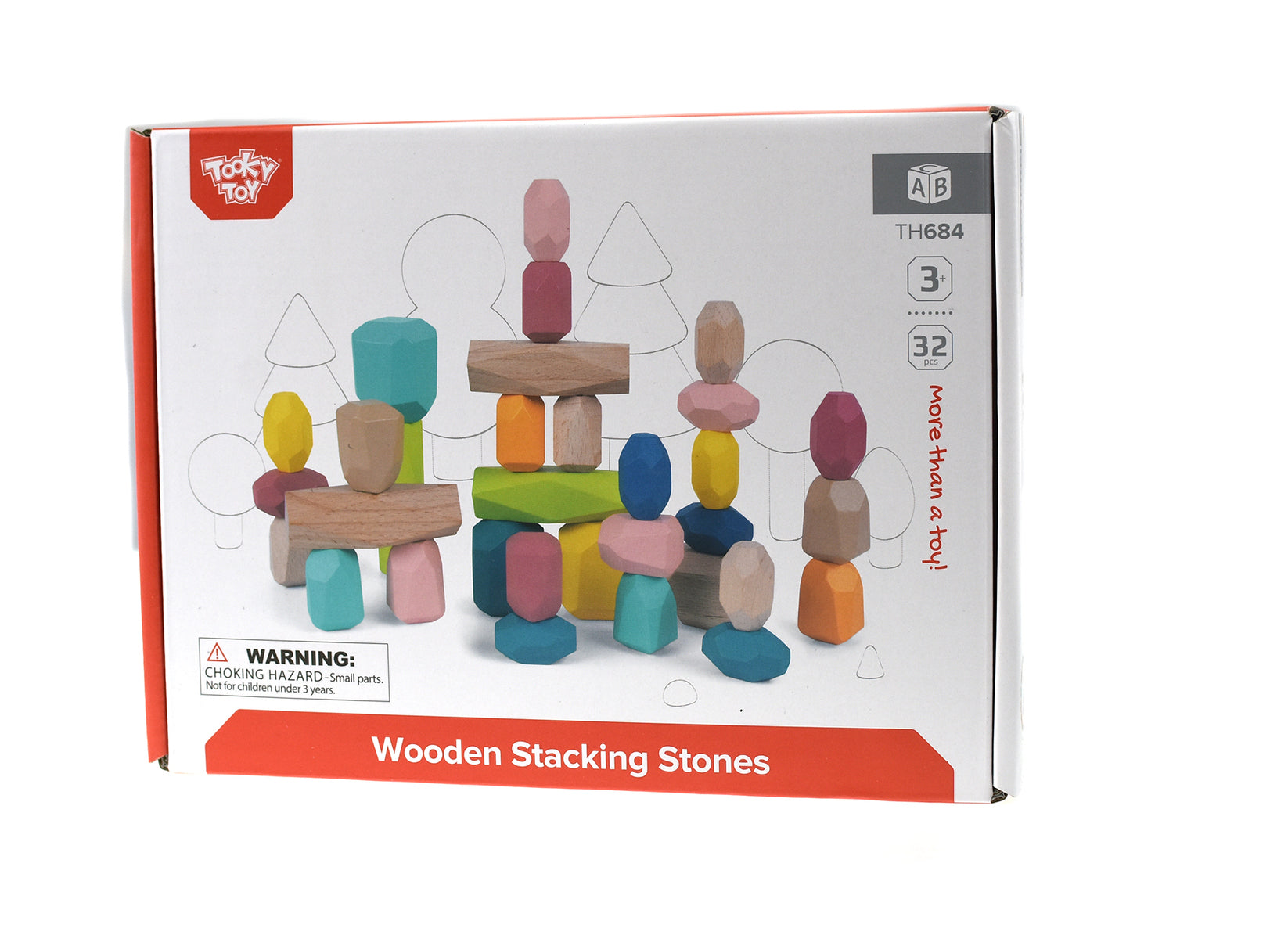 WOODEN STACKING STONE BLOCKS LARGE 32PCS