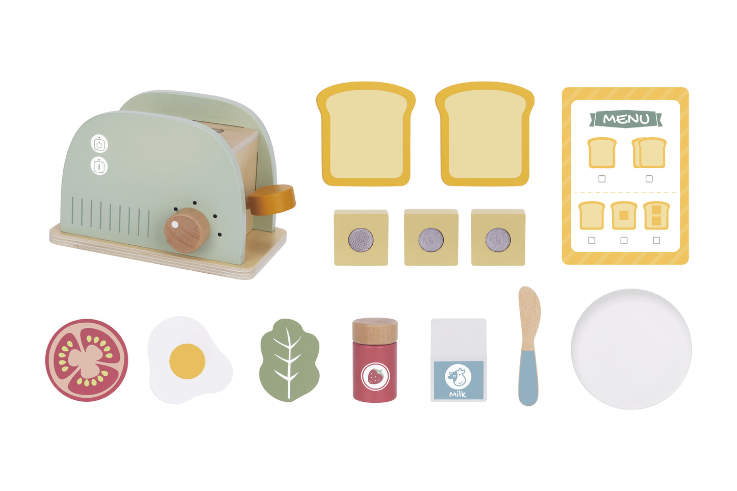 WOODEN TOASTER BREAKFAST SET