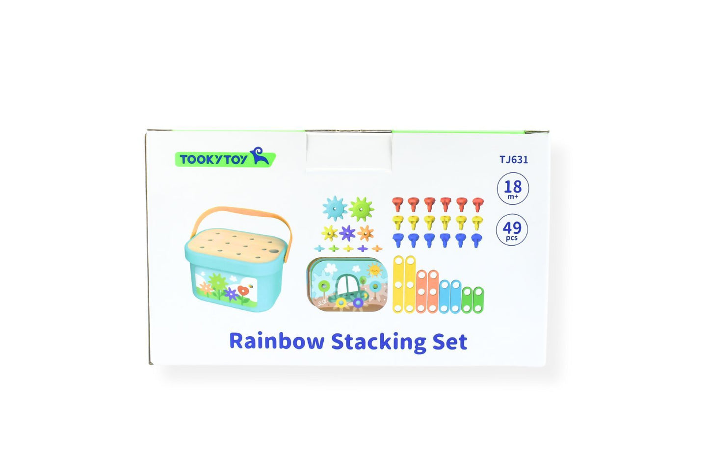 RAINBOW PEGS AND COGS STACKING AND LACING SET