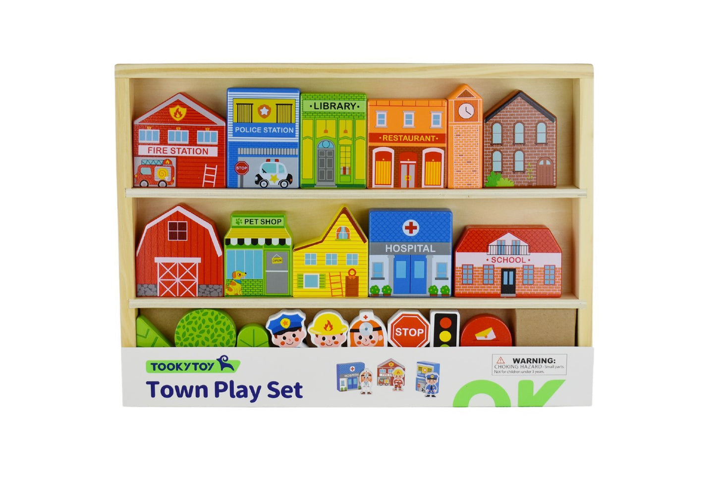 TOWN PLAY SET IN WOODEN CASE