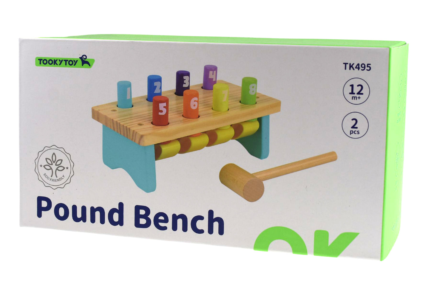 WOODEN KNOCK BENCH WITH 8 PINS