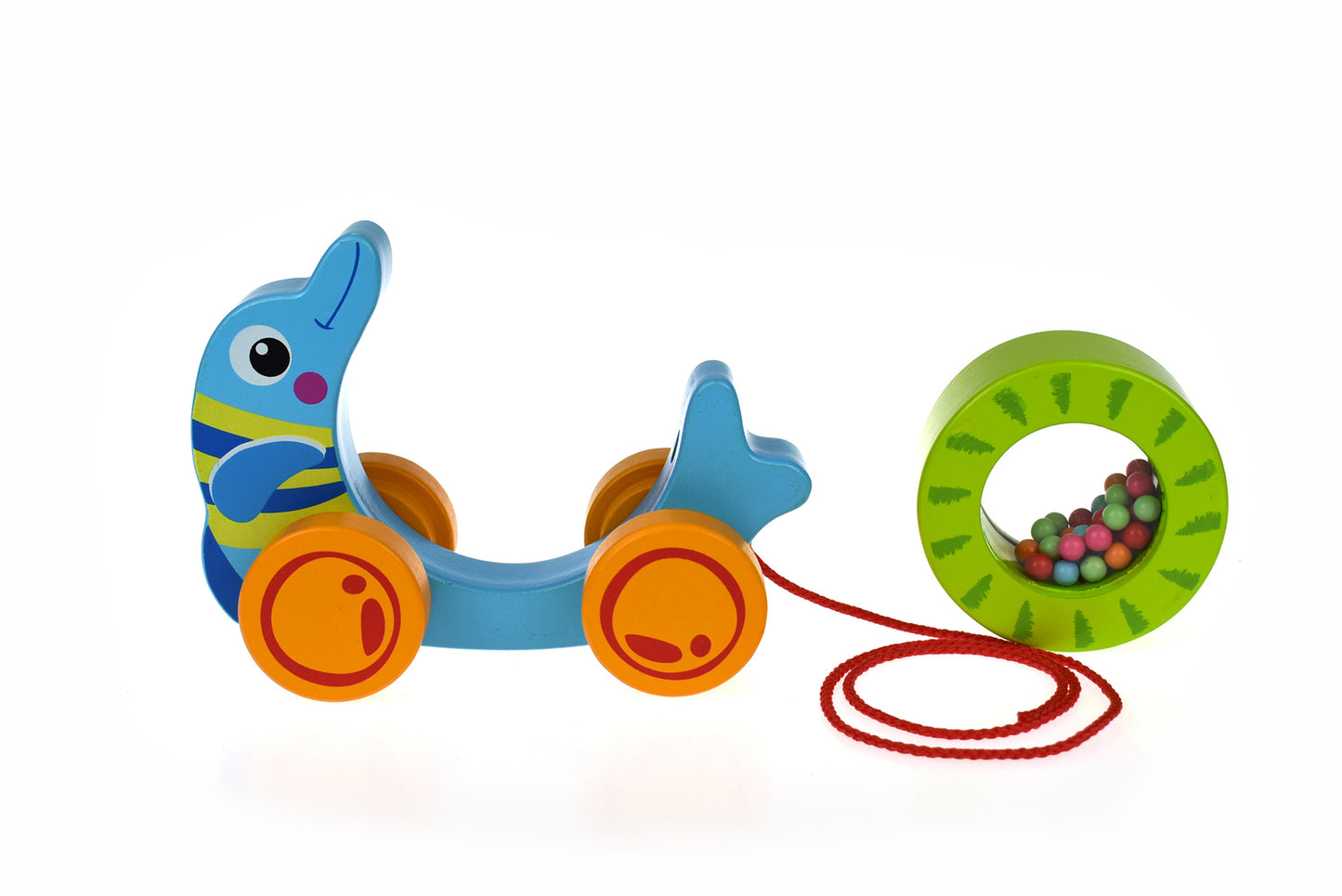 PULL ALONG ROLLING DOLPHIN WITH BEADS