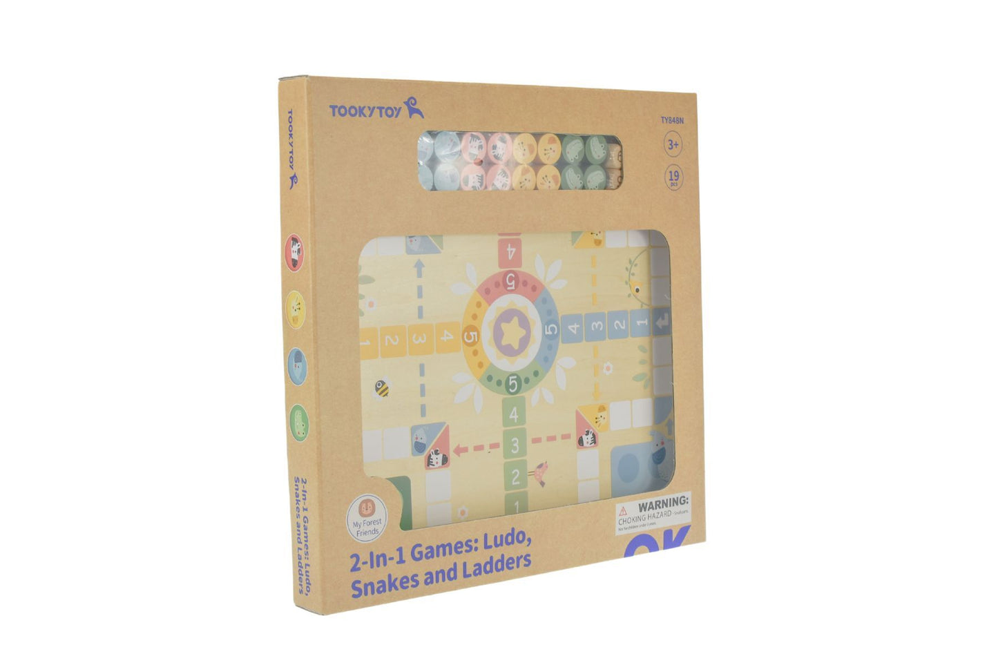 MY FOREST FRIENDS 2 IN 1 WOODEN BOARD GAME - LUDO, SNAKES AND LADDERS