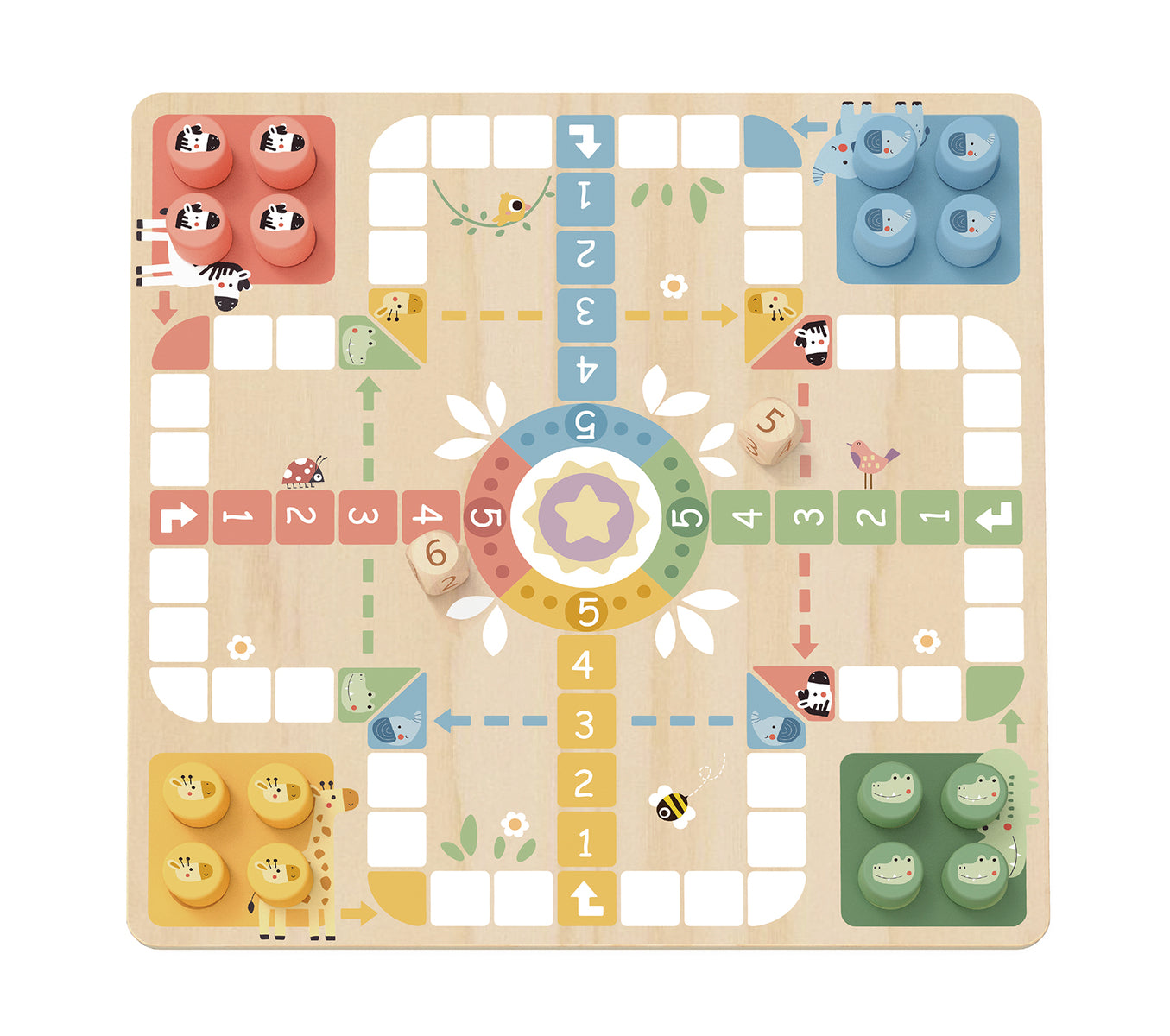 MY FOREST FRIENDS 2 IN 1 WOODEN BOARD GAME - LUDO, SNAKES AND LADDERS