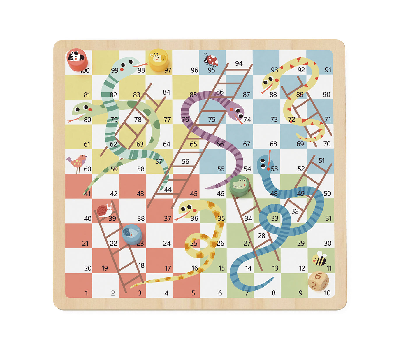 MY FOREST FRIENDS 2 IN 1 WOODEN BOARD GAME - LUDO, SNAKES AND LADDERS