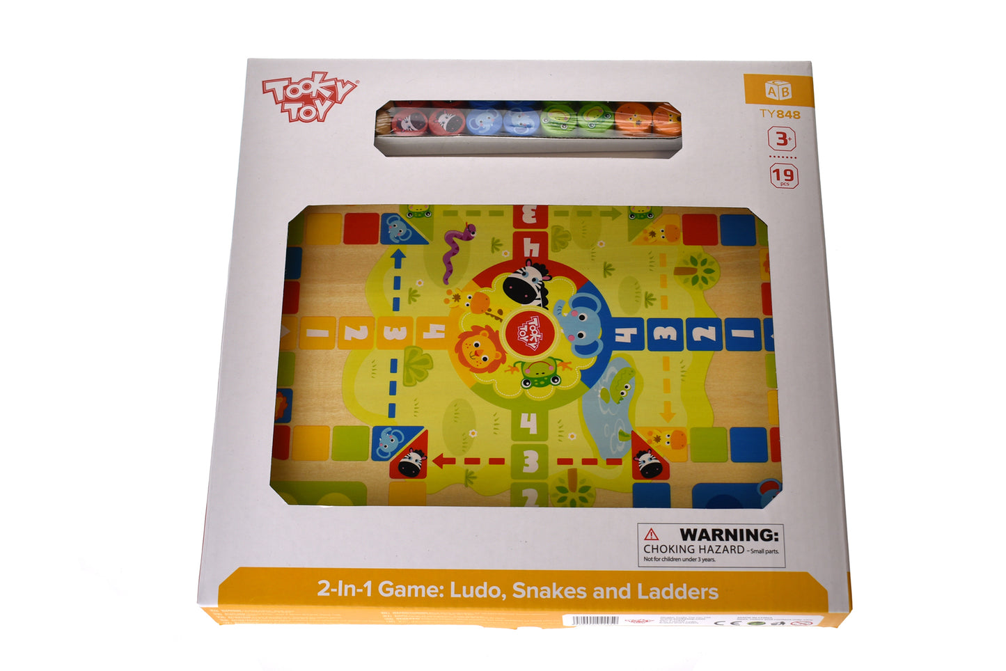 2 IN 1 WOODEN BOARD GAME - LUDO, SNAKES AND LADDERS