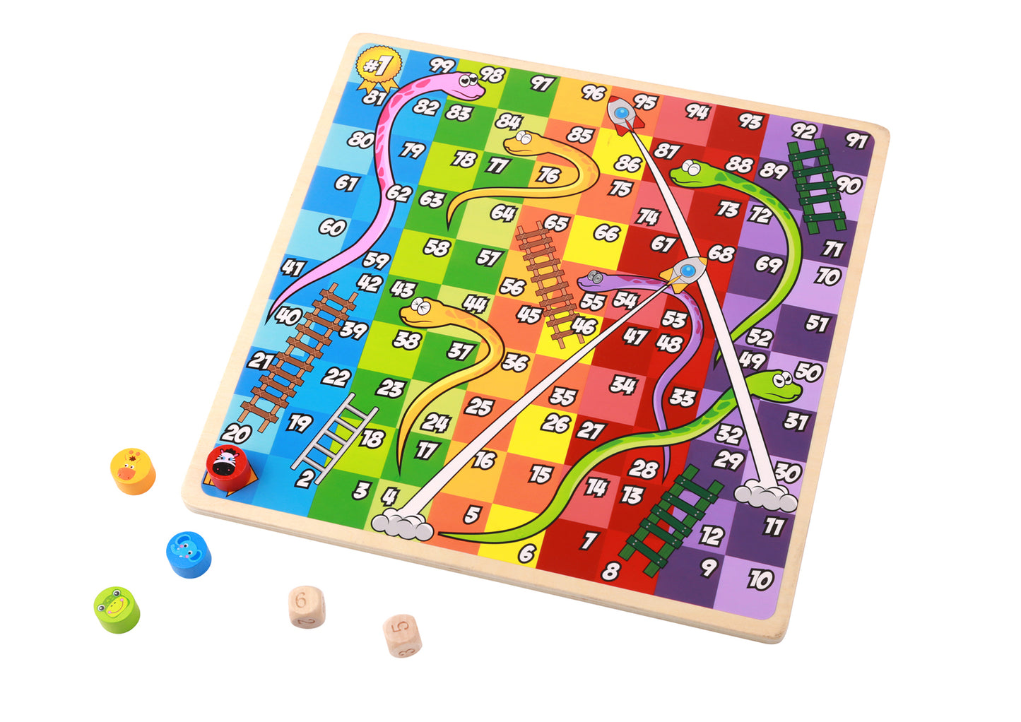 2 IN 1 WOODEN BOARD GAME - LUDO, SNAKES AND LADDERS