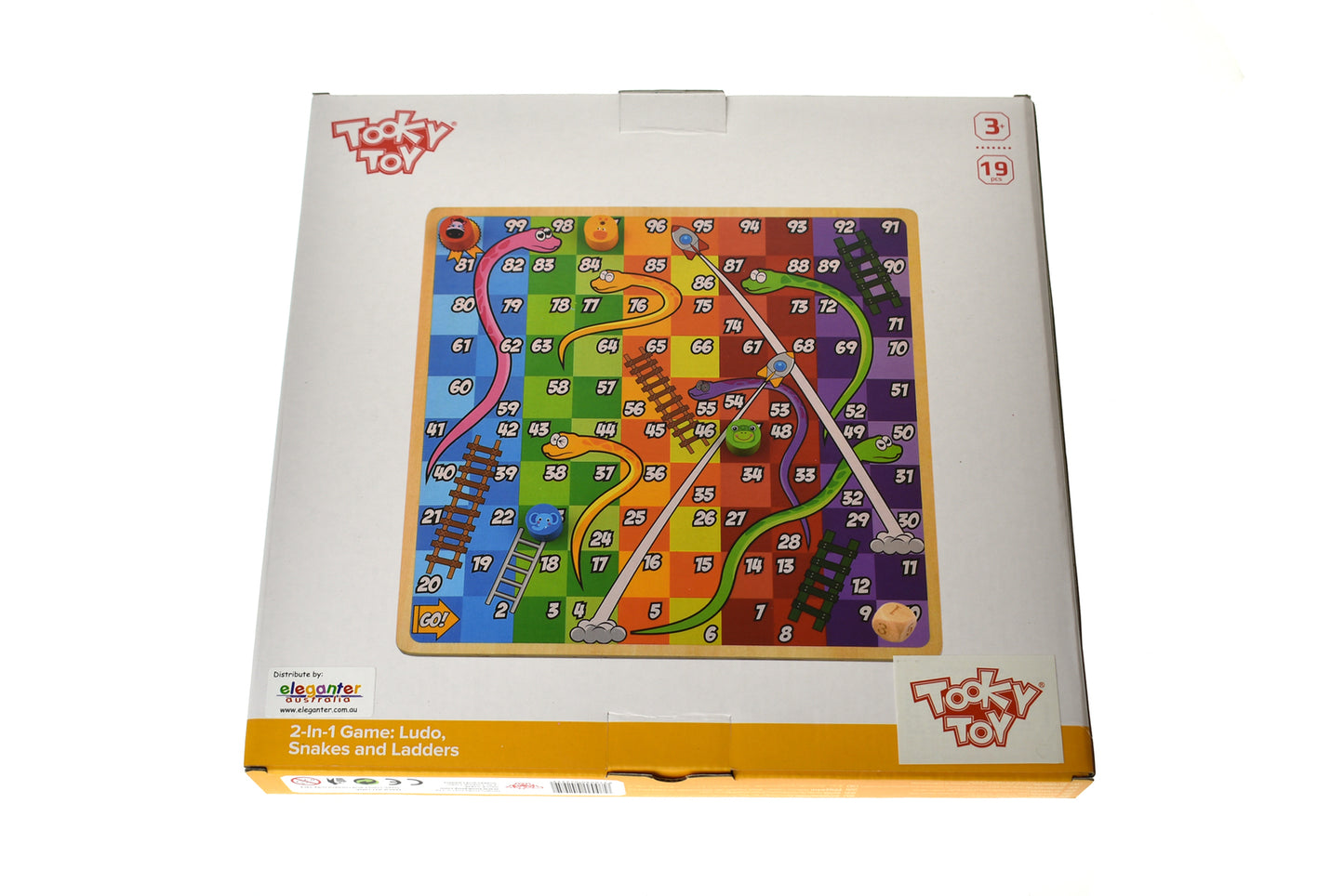 2 IN 1 WOODEN BOARD GAME - LUDO, SNAKES AND LADDERS