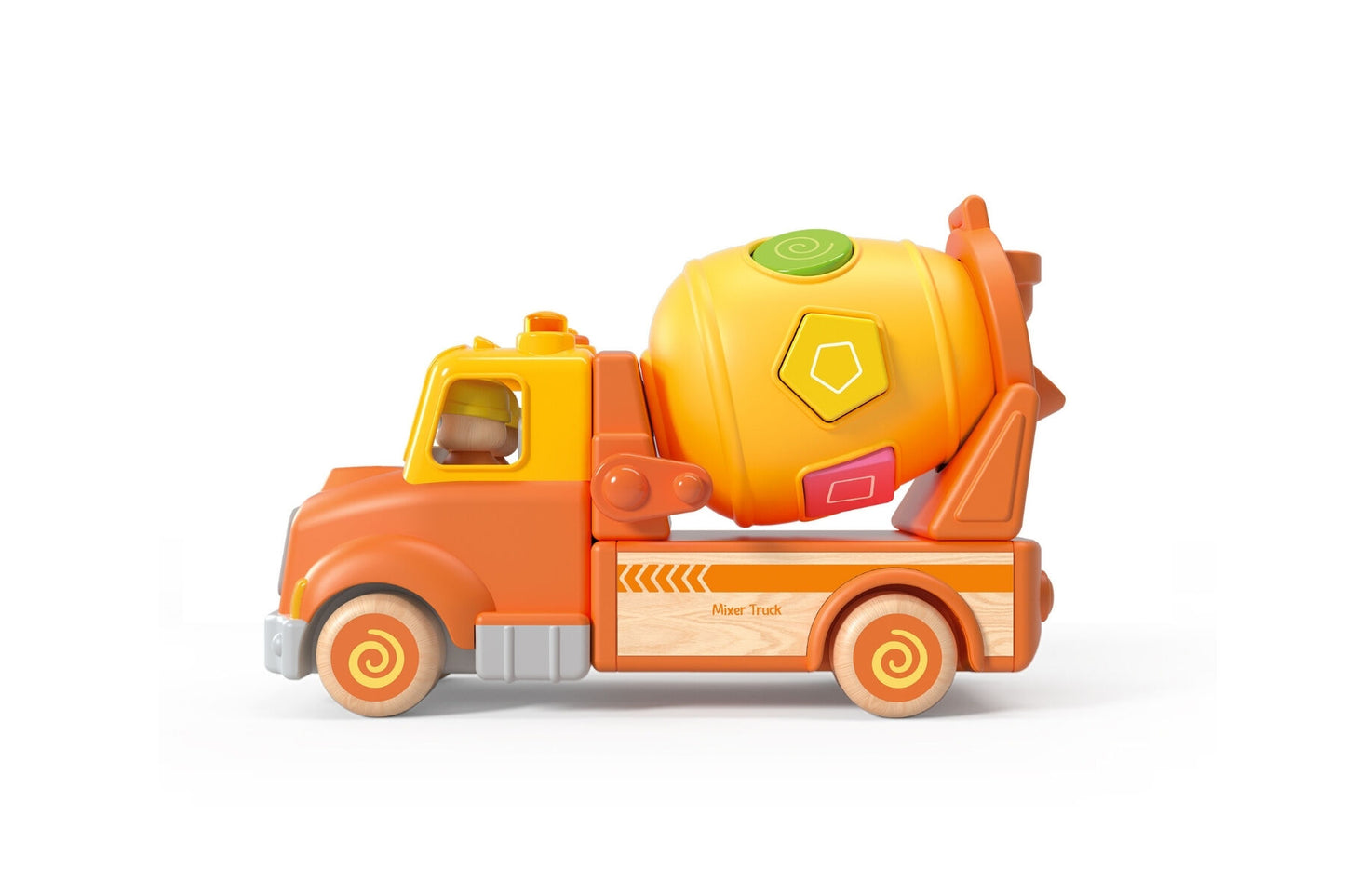 WOODEN MIXER TRUCK WITH BLOCKS SOUND AND LIGHT