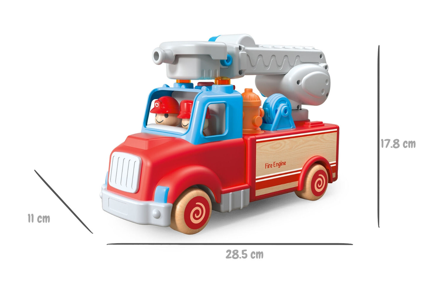 WOODEN FIRE ENGINE WITH SOUND AND LIGHT