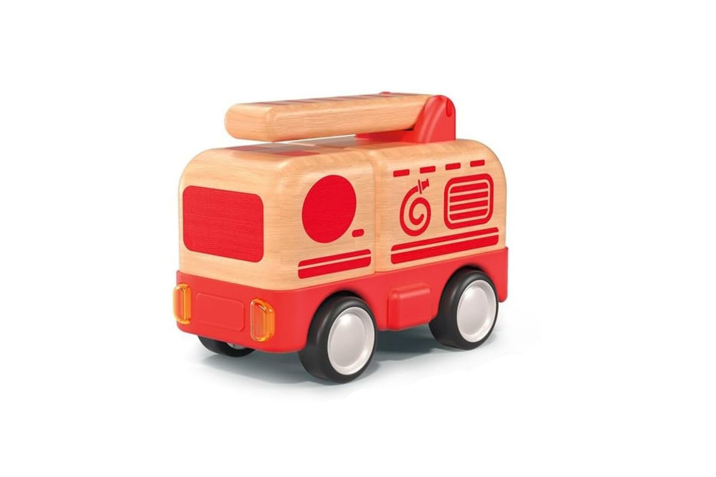 WOODEN FRICTION TRUCK FIRE ENGINE WITH SOUND AND LIGHT
