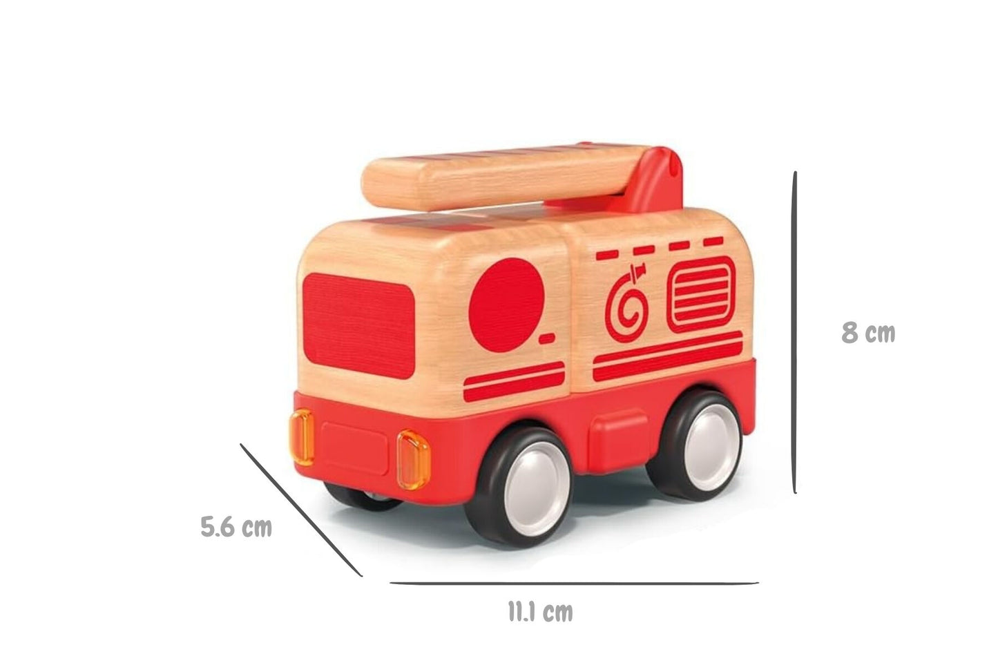 WOODEN FRICTION TRUCK FIRE ENGINE WITH SOUND AND LIGHT