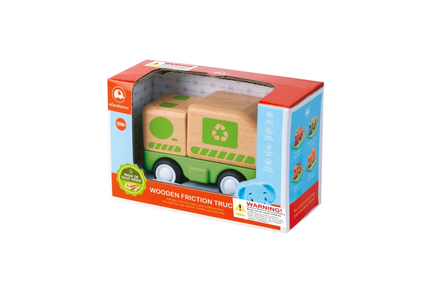 WOODEN FRICTION TRUCK RECYCLING WITH SOUND AND LIGHT