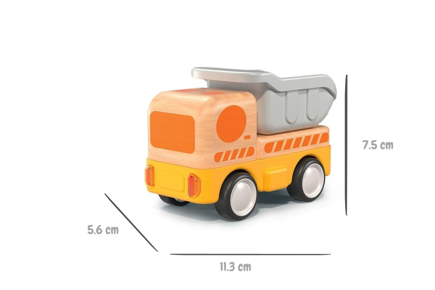 WOODEN FRICTION DUMP TRUCK WITH SOUND AND LIGHT
