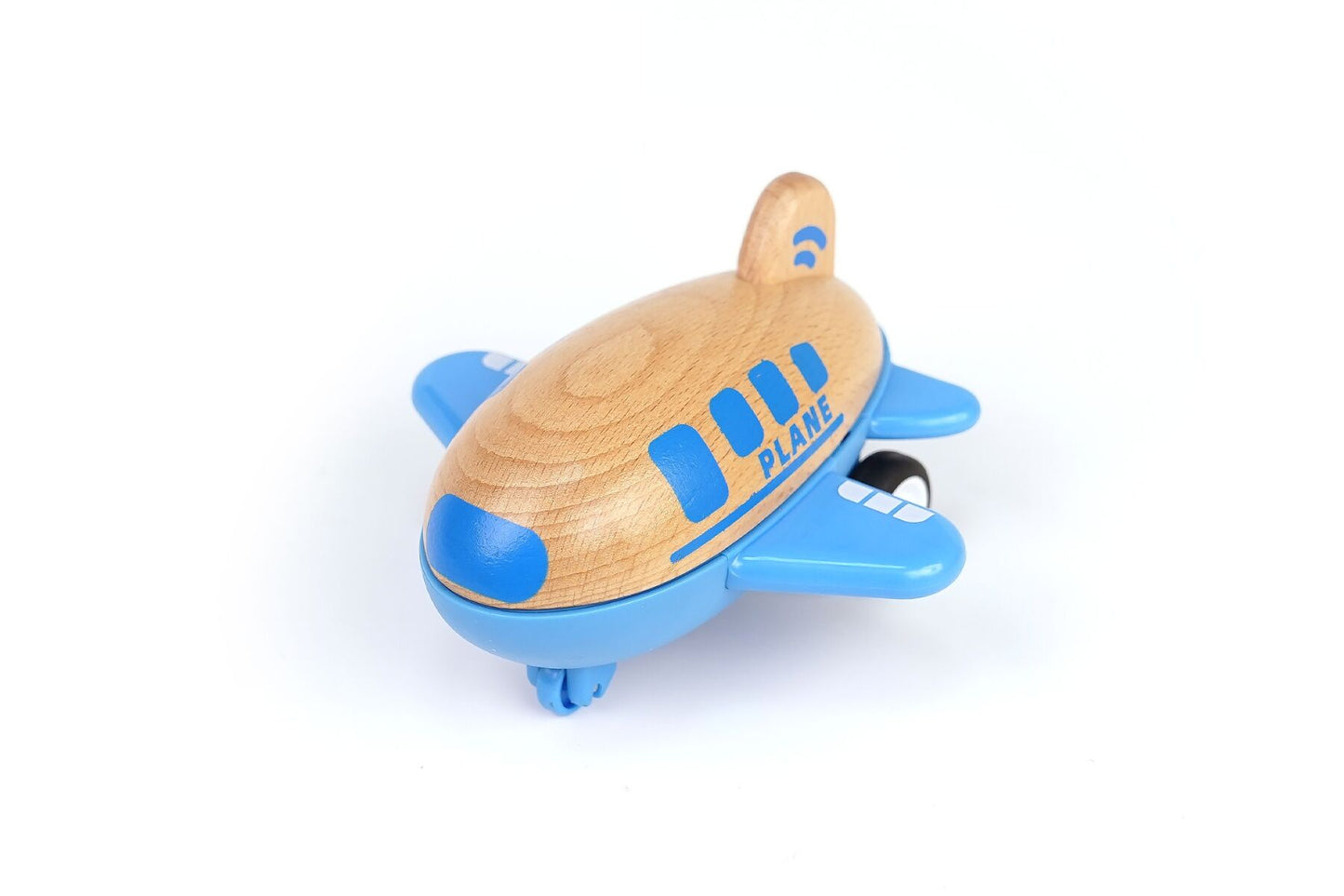 WOODEN RACER PLANE AIRPLANE WITH SOUND- BLUE