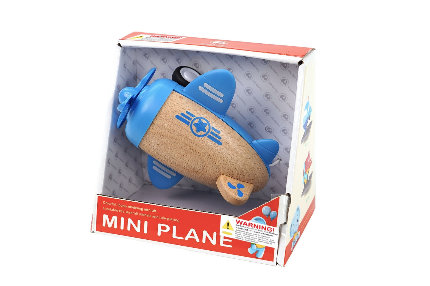WOODEN RACER PLANE PROPELLOR WITH SOUND- BLUE