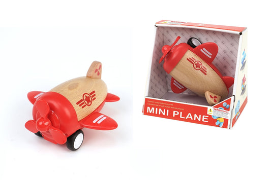 WOODEN RACER PLANE PROPELLOR WITH SOUND- RED