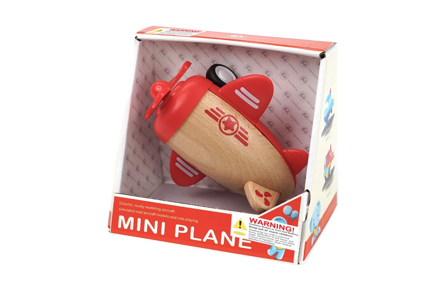 WOODEN RACER PLANE PROPELLOR WITH SOUND- RED