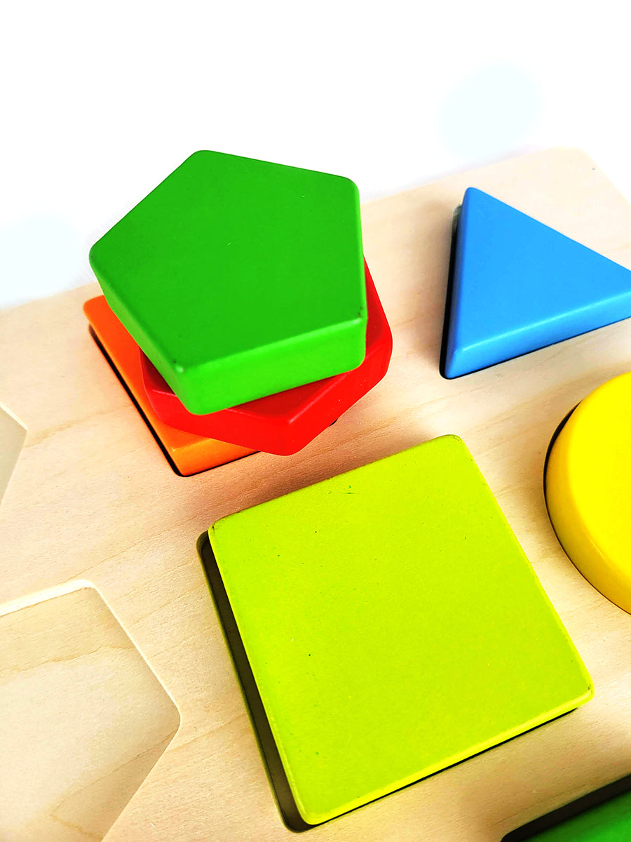 WOODEN COLOURS & SHAPES PUZZLE 10PCS