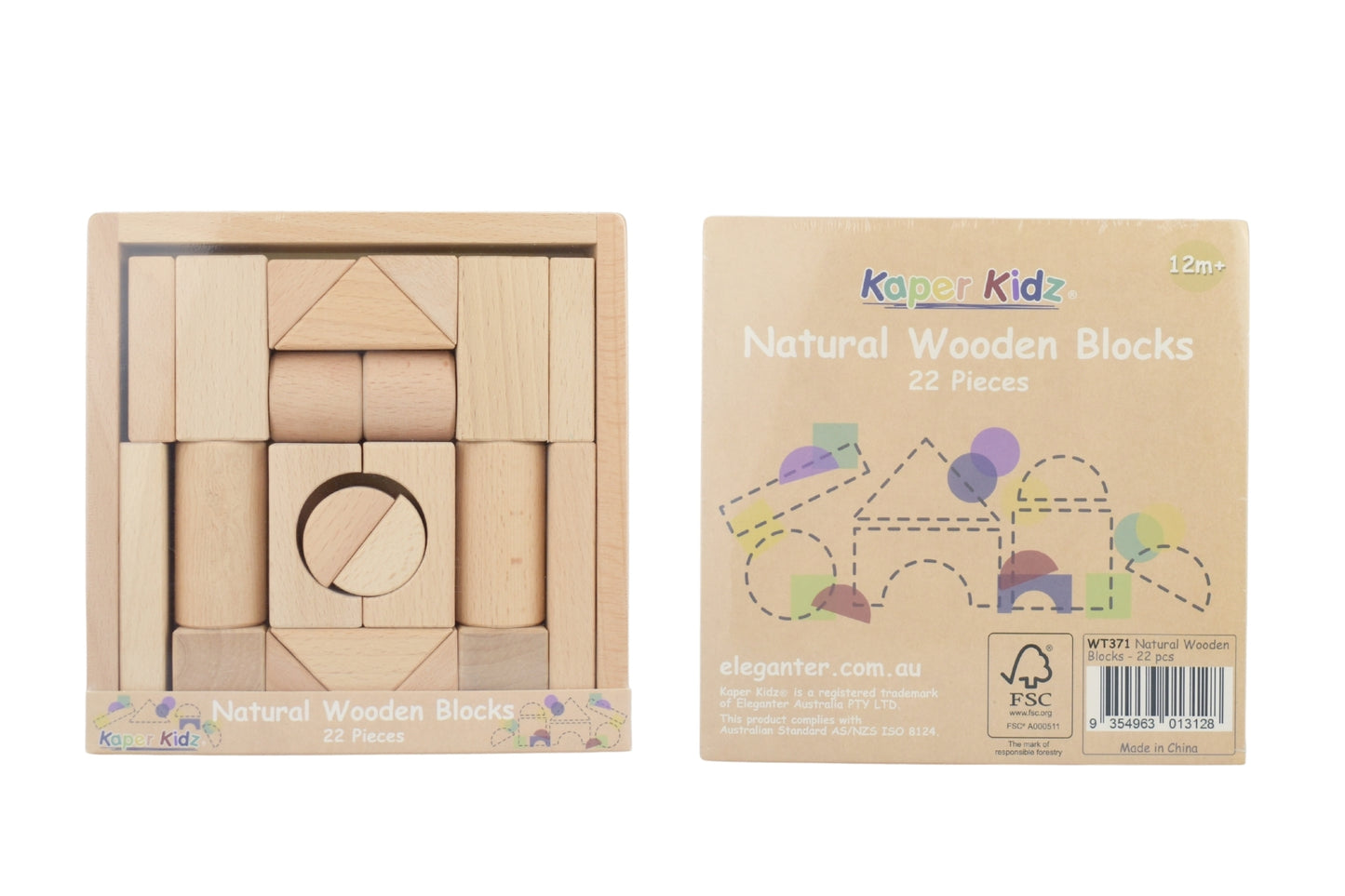 NATURAL WOODEN BLOCKS - 22PCS