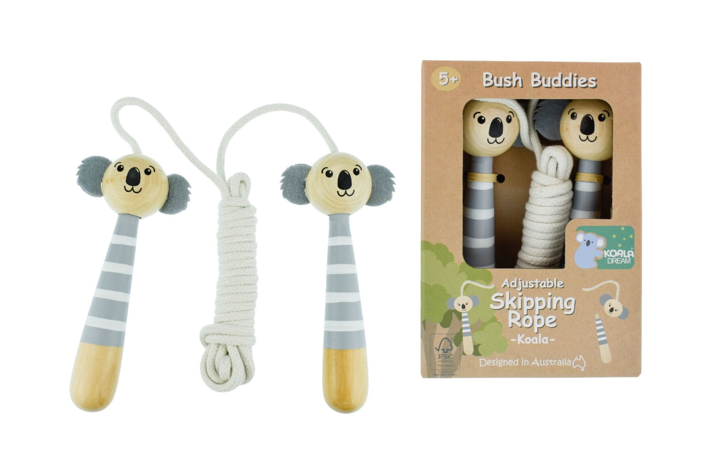 BUSH BUDDIES KOALA WOODEN ADJUSTABLE SKIPPING ROPE