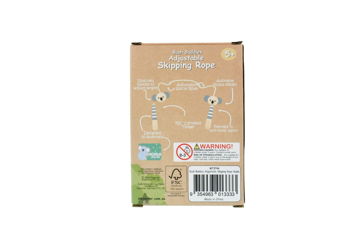 BUSH BUDDIES KOALA WOODEN ADJUSTABLE SKIPPING ROPE