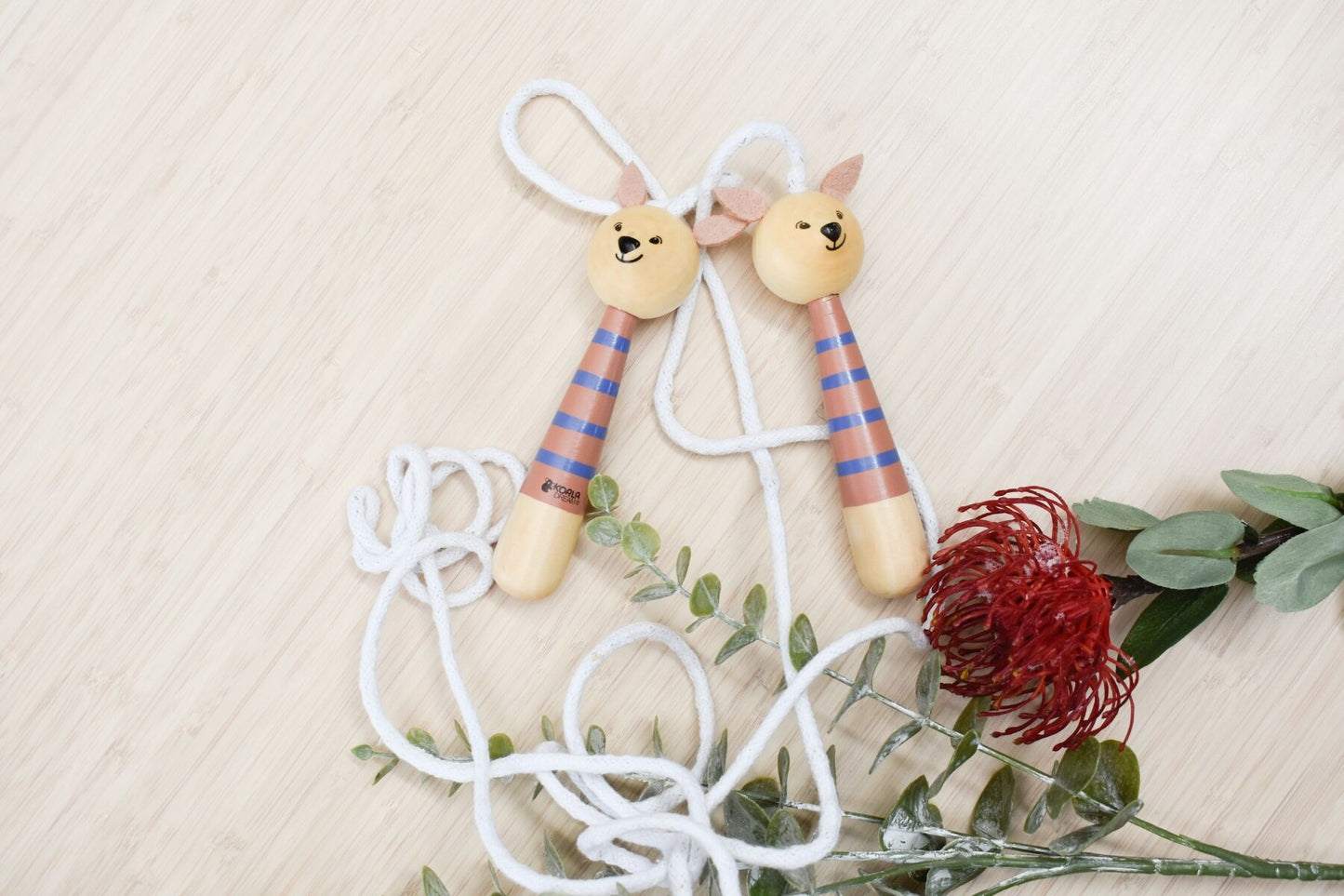 BUSH BUDDIES KANGAROO WOODEN ADJUSTABLE SKIPPING ROPE