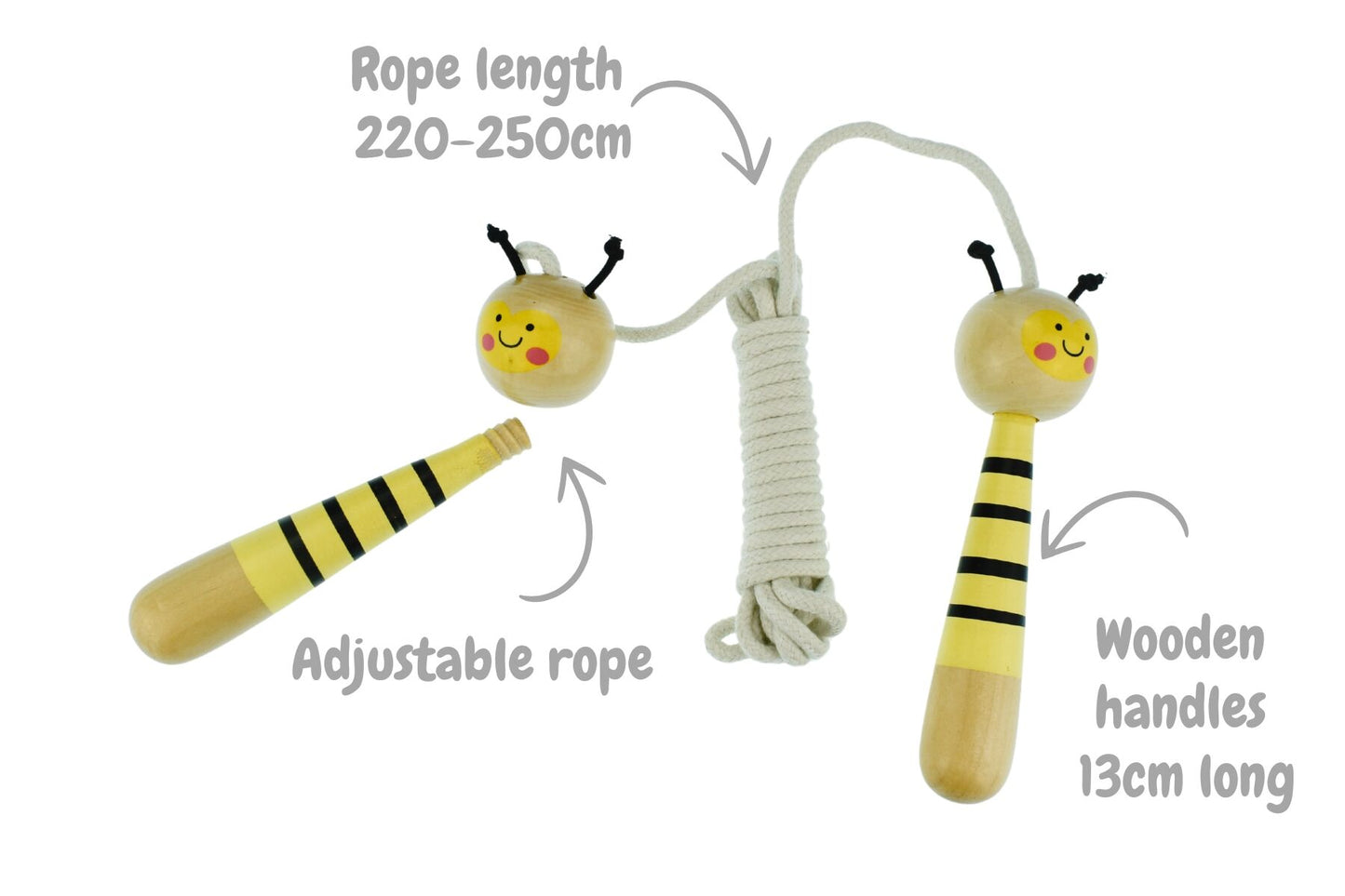 BUZZY DAYS BEE WOODEN ADJUSTABLE SKIPPING ROPE